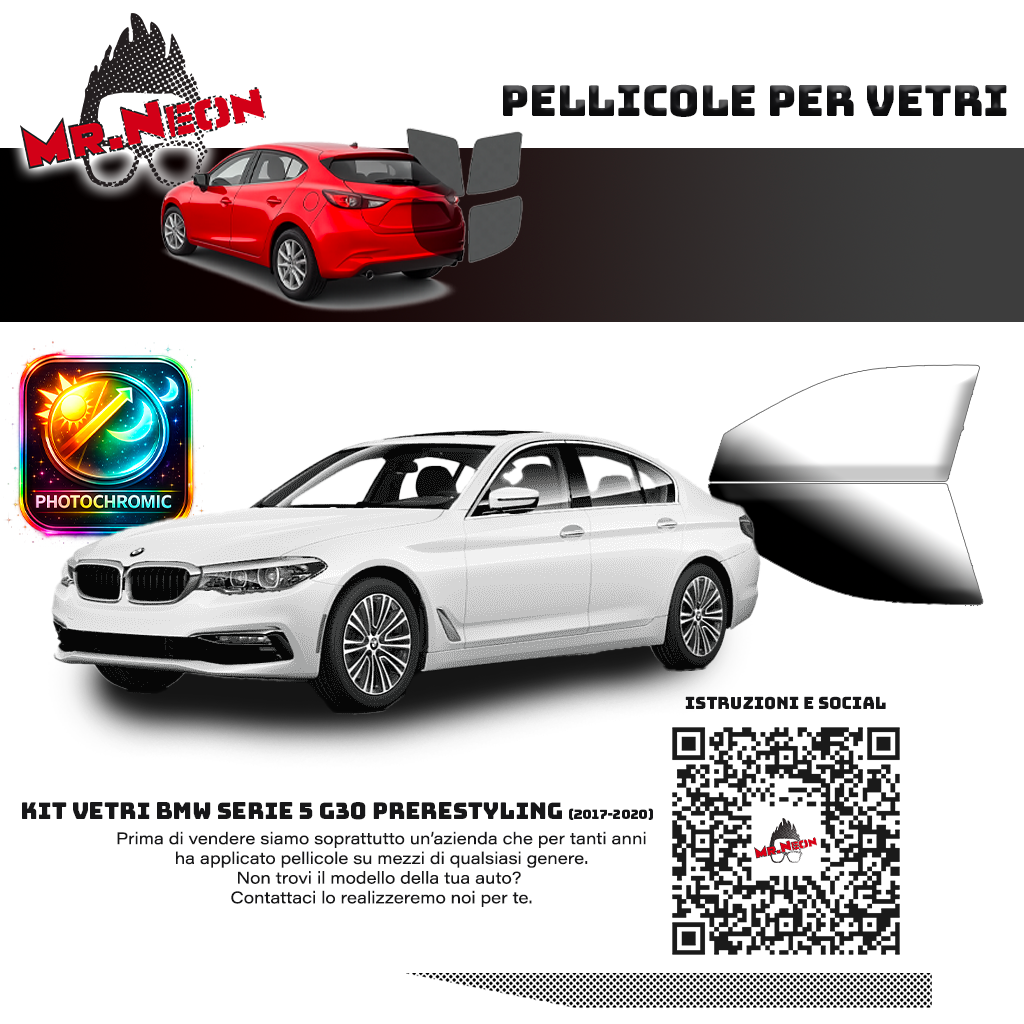Kit Oscuramento Vetri Anteriori BMW Serie 5 G30 Berlina 2017-2020 – TPU Pretagliato
