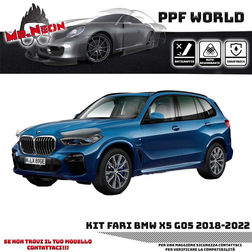 Kit PPF Fotocromatico Fari Anteriori compatibile con BMW X5 G05 (2018–2022) – Pellicola Protettiva Pretagliata | Mr.Neon