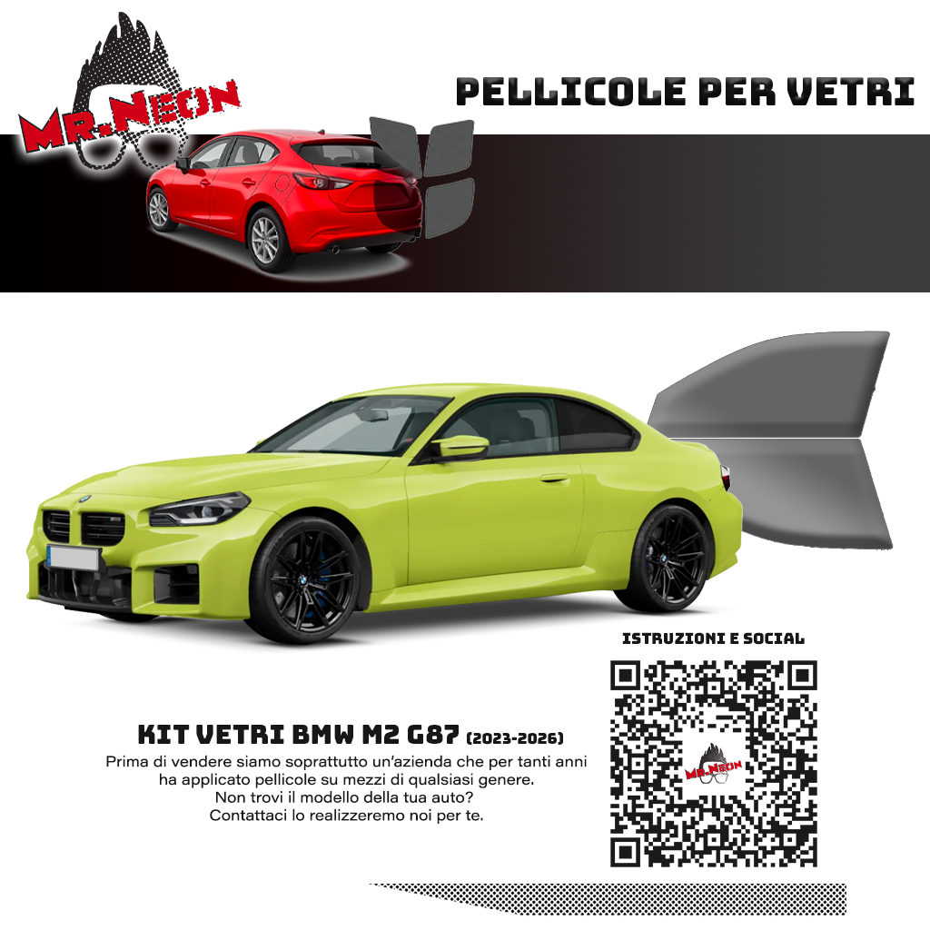 Kit Pellicole Oscuramento Vetri Anteriori BMW M2 G87 2023-2026 – Pretagliati