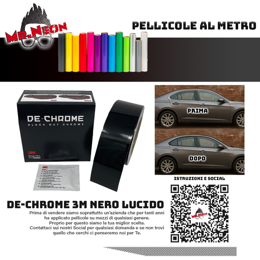 3M De-Chrome Serie 2080 Nero Lucido G12 – Pellicola Adesiva 10m x 50mm