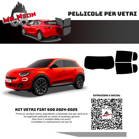 Kit pellicola oscurante posteriore pretagliato per Fiat 600 2024-2025