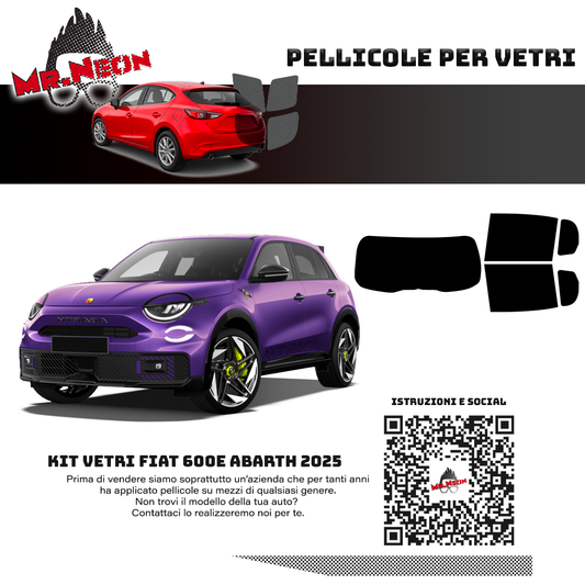 Kit pellicola oscurante posteriore pretagliato per Fiat Abarth 600e 2025