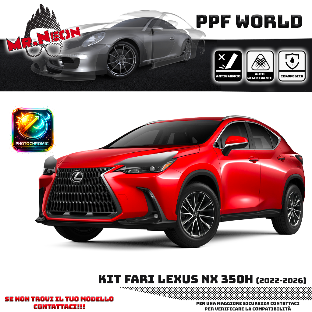 Kit Pellicola Protettiva Fari Lexus NX / NX 350h 2022-oggi – PPF Trasparente o Fotocromatico Pretagliato