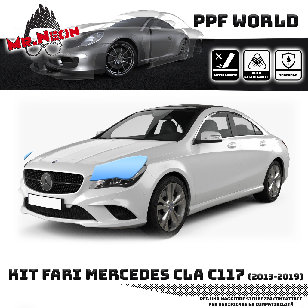 Kit Pellicola Protettiva Fari Mercedes CLA C117 2013-2019 – PPF Trasparente o Fotocromatico Pretagliato