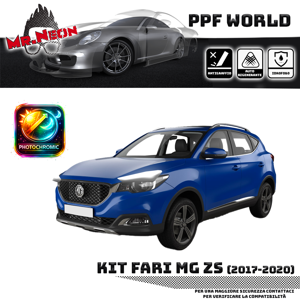 Kit Pellicola Protettiva Fari MG ZS 2017-2020 – PPF Trasparente o Fotocromatico Pretagliato