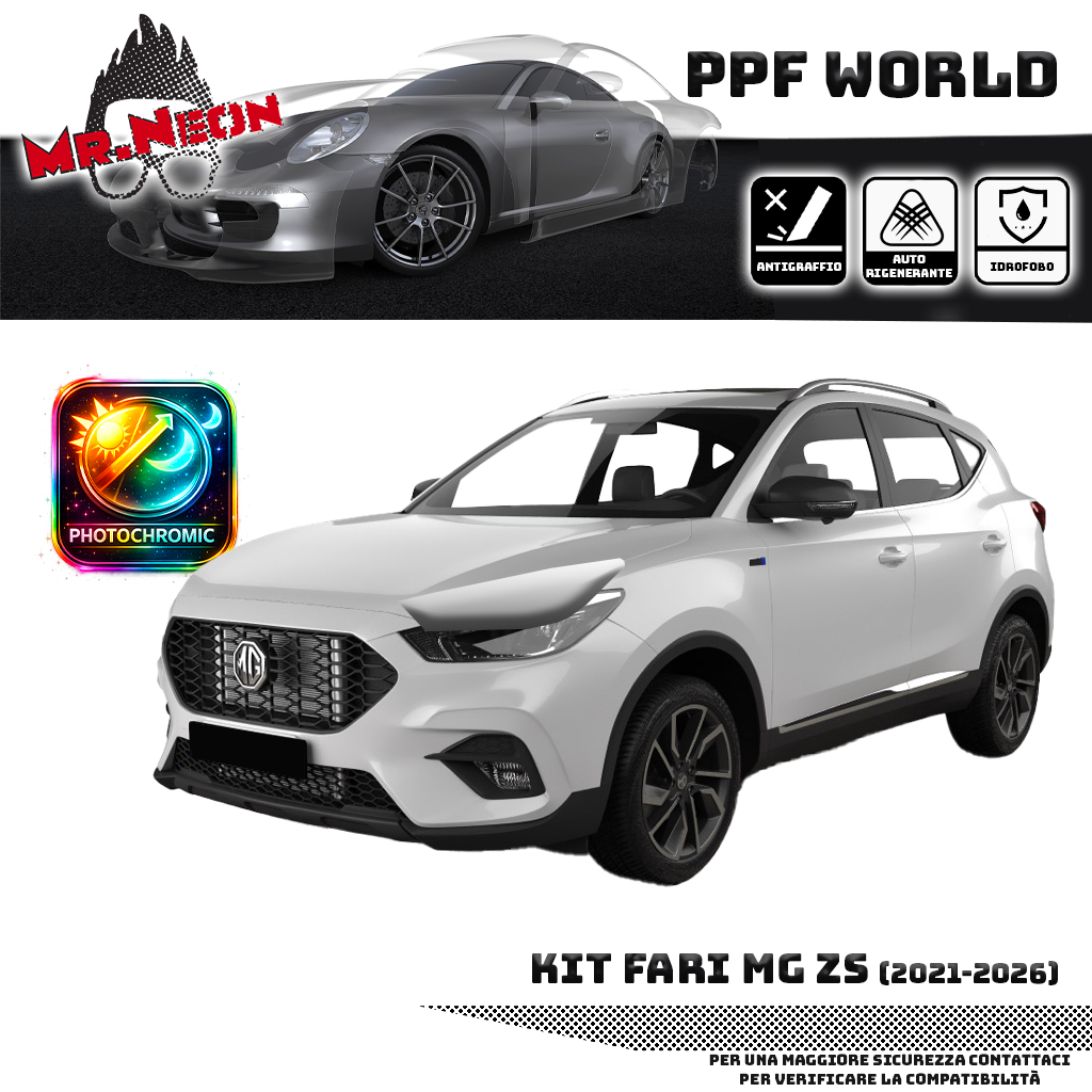 Kit Pellicola Protettiva Fari MG ZS 2021-oggi – PPF Trasparente o Fotocromatico Pretagliato