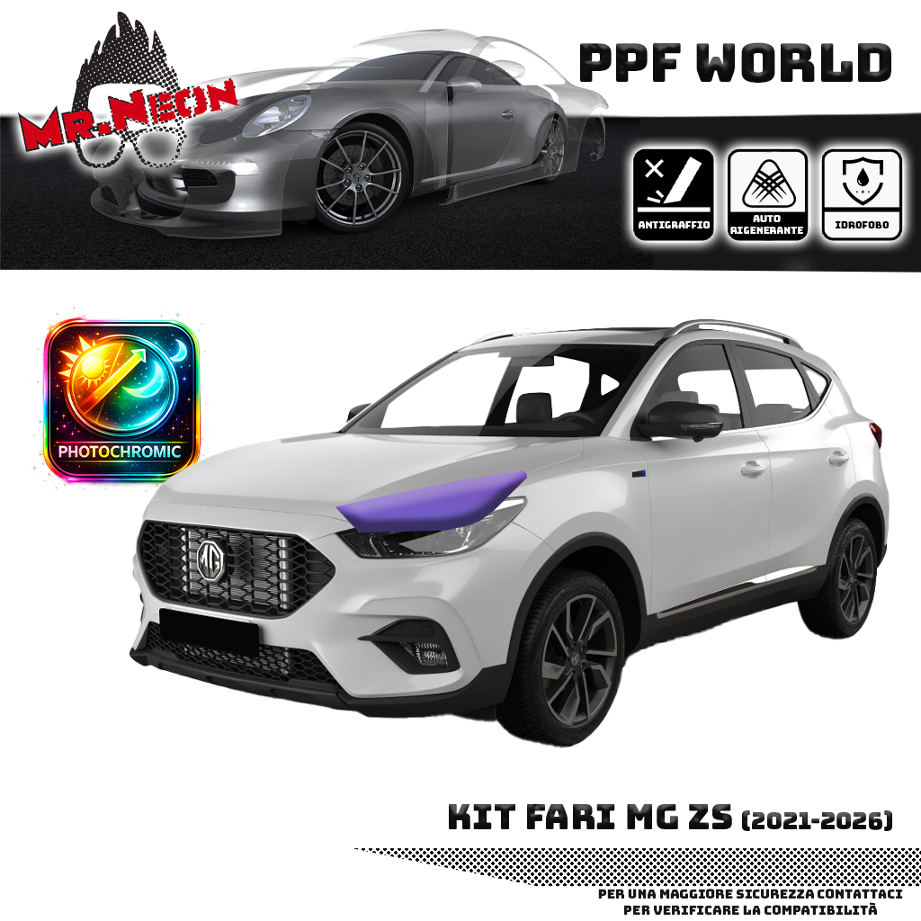 Kit Pellicola Protettiva Fari MG ZS 2021-oggi – PPF Trasparente o Fotocromatico Pretagliato