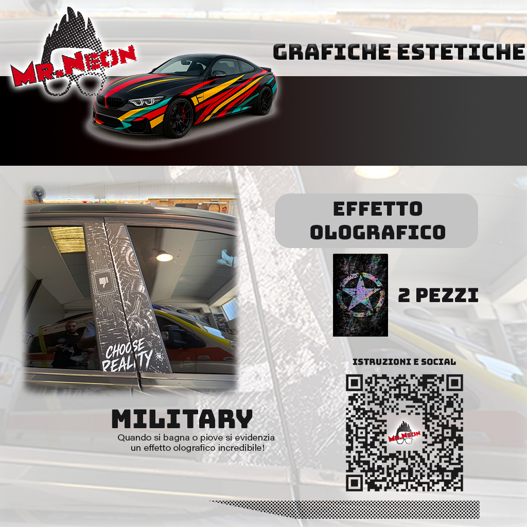 Kit Montanti Auto Military Style – Stella Militare Adesivi Grafici Laterali