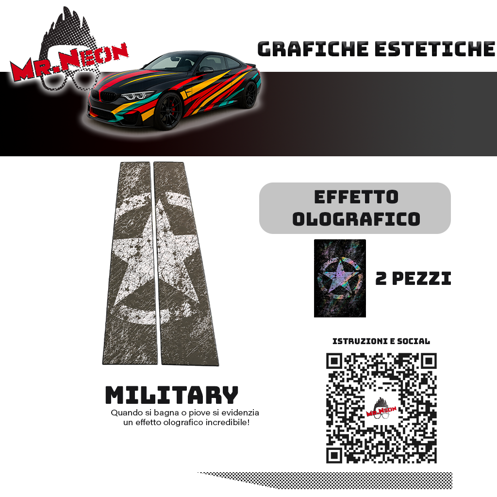 Kit Montanti Auto Military Style – Stella Militare Adesivi Grafici Laterali