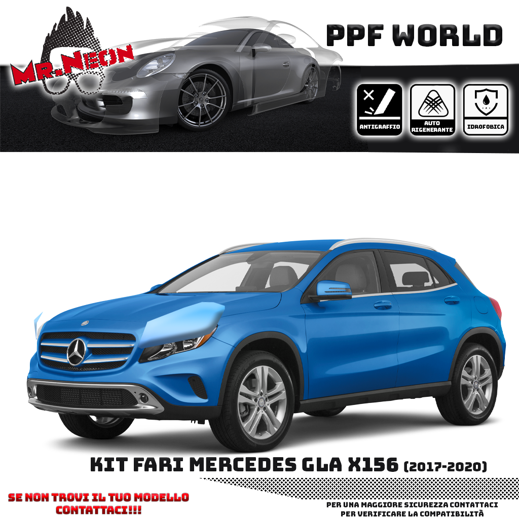 Kit Pellicola Protettiva Fari Mercedes GLA X156 Restyling (2017–2020) – PPF Trasparente o Fotocromatico Pretagliato