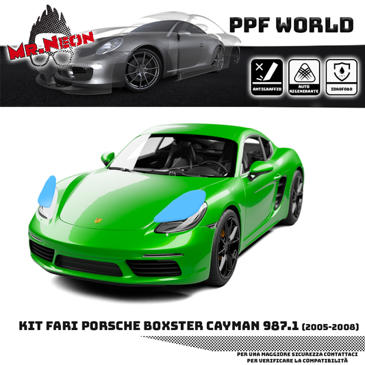 Kit Pellicola Protettiva Fari Porsche Boxster / Cayman 987.1 2005-2008 – PPF Trasparente o Fotocromatico Pretagliato