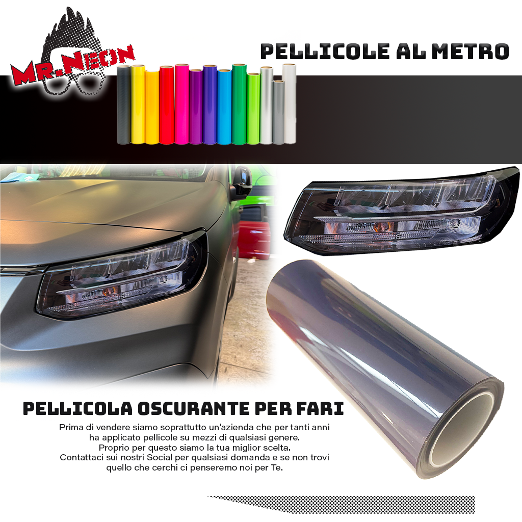 Pellicola XPEL Light Smoked per Fari – 38 × 120 cm – Effetto fumè chiaro Protettivo