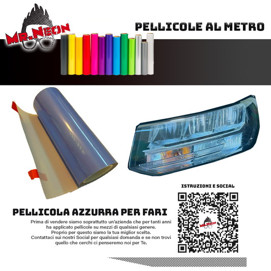 Pellicola Azzurrata TPH per Fari Auto – 30 cm Altezza – Vendita al Metro