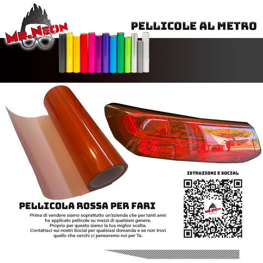 Pellicola Rossa TPH per Fari Auto – 30 cm Altezza – Vendita al Metro