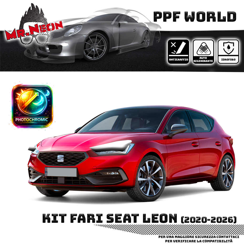 Kit Pellicola Protettiva Fari Seat Leon KL 2020-oggi – PPF Trasparente o Fotocromatico Pretagliato