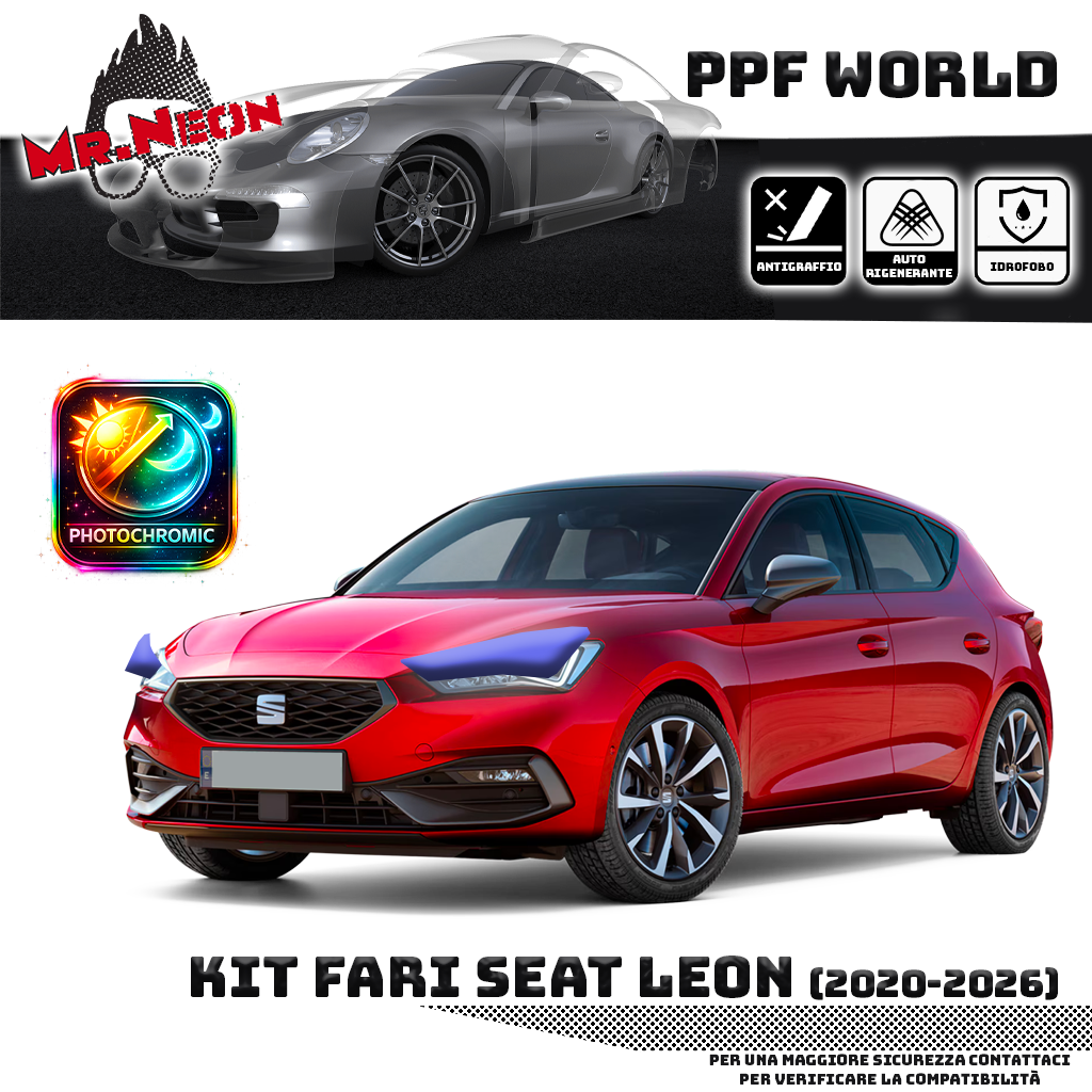 Kit Pellicola Protettiva Fari Seat Leon KL 2020-oggi – PPF Trasparente o Fotocromatico Pretagliato