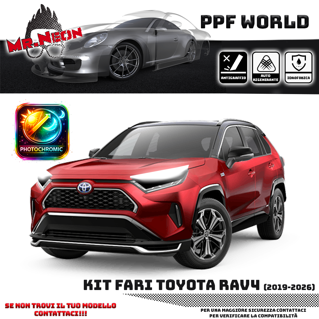 Kit PPF Fari Anteriori compatibile con Toyota RAV4 (2019–2026) – Pellicola Protettiva Pretagliata