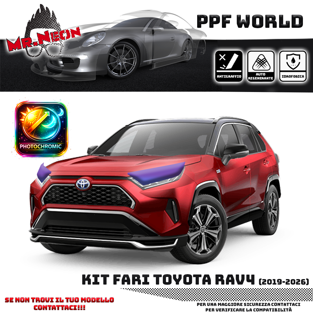 Kit PPF Fari Anteriori compatibile con Toyota RAV4 (2019–2026) – Pellicola Protettiva Pretagliata