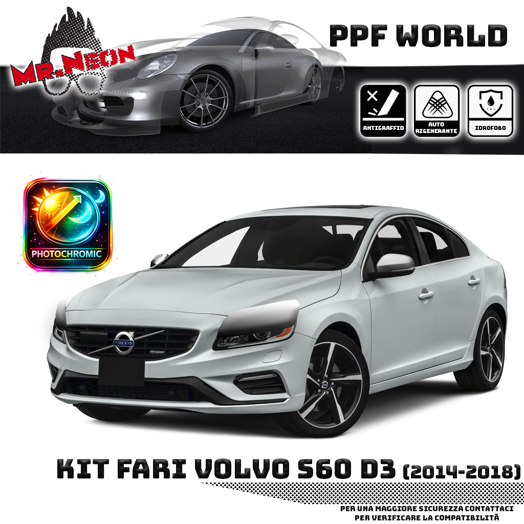 Kit PPF Fari Anteriori compatibile con Volvo S60 (2014–2018) – Pellicola Protettiva Pretagliata