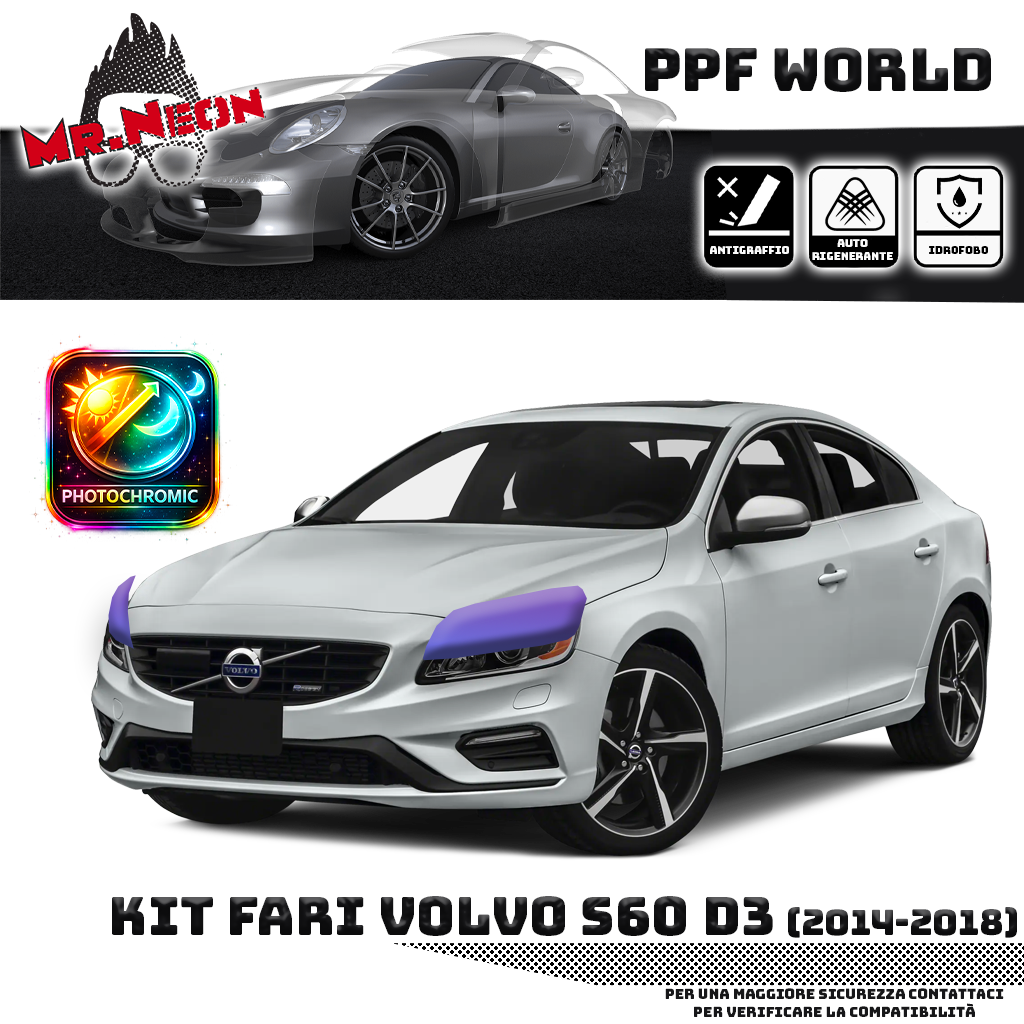 Kit PPF Fari Anteriori compatibile con Volvo S60 (2014–2018) – Pellicola Protettiva Pretagliata