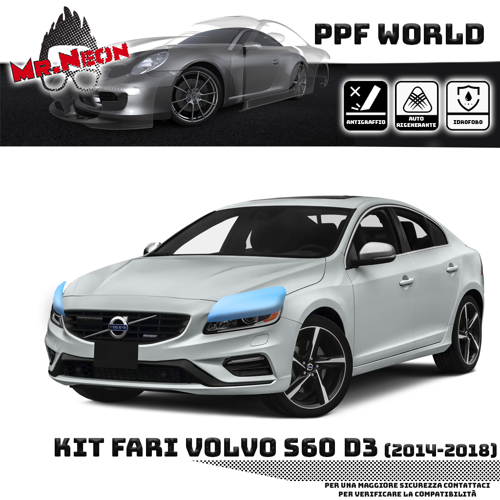 Kit PPF Fari Anteriori compatibile con Volvo S60 (2014–2018) – Pellicola Protettiva Pretagliata