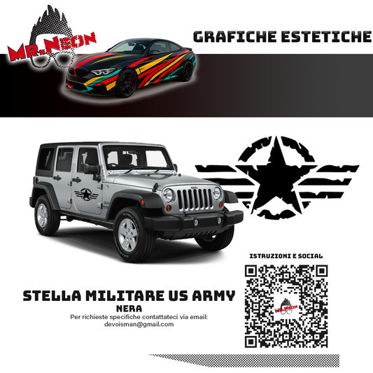 Adesivo Stella Militare US Army – 15 / 25 / 50 cm – Nera o Verde Opaca