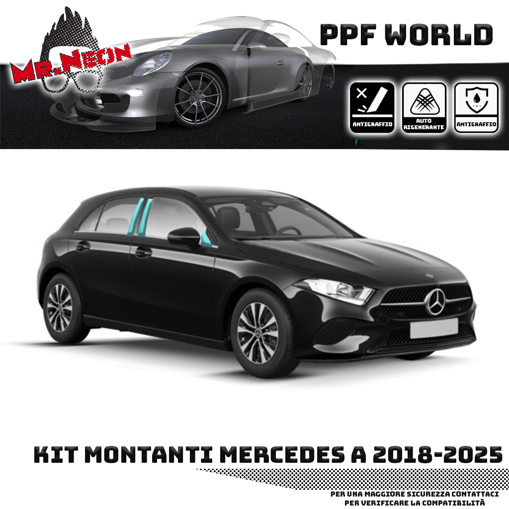 Kit Pellicola Protettiva Montanti – Mercedes A200 W177 (2018–2025)