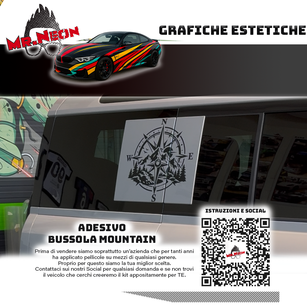 Adesivo Bussola Mountain applicato su veicolo