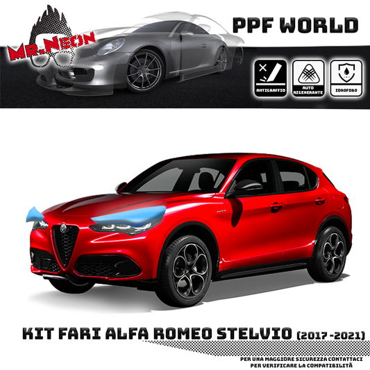 Kit Pellicola Protettiva Fari Alfa Romeo Stelvio (2017–2022) – PPF Trasparente o Fotocromatico Pretagliato