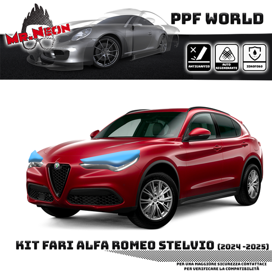 Kit PPF Fari Anteriori compatibile con Alfa Romeo Stelvio (2024–2025) – Pellicola Protettiva Pretagliata