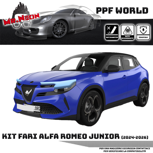 Kit Pellicola Protettiva Fari Alfa Romeo Junior 2024-2026 – PPF Trasparente o Fotocromatico Pretagliato