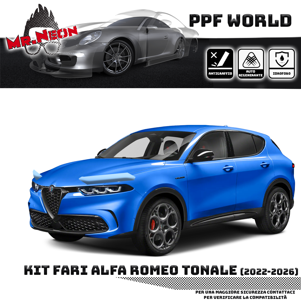 Kit Pellicola Protettiva Fari Alfa Romeo Tonale 2022-2026 – PPF Trasparente o Fotocromatico Pretagliato