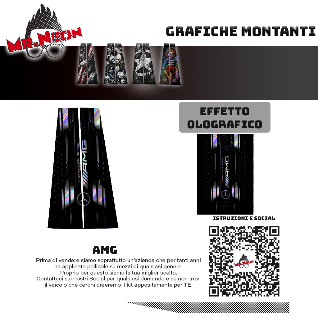 Kit Montanti Auto AMG Techline Holographic – Mercedes Performance Adesivi Grafici Laterali