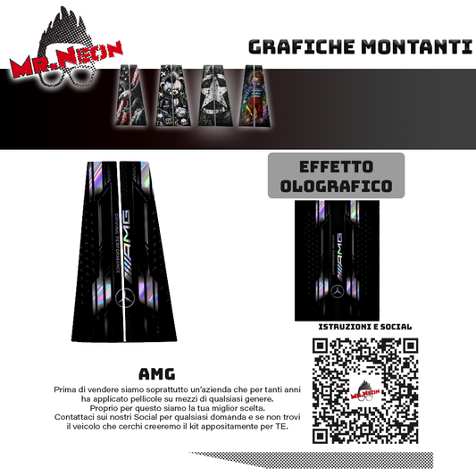 Kit Montanti Auto AMG Techline Holographic – Mercedes Performance Adesivi Grafici Laterali