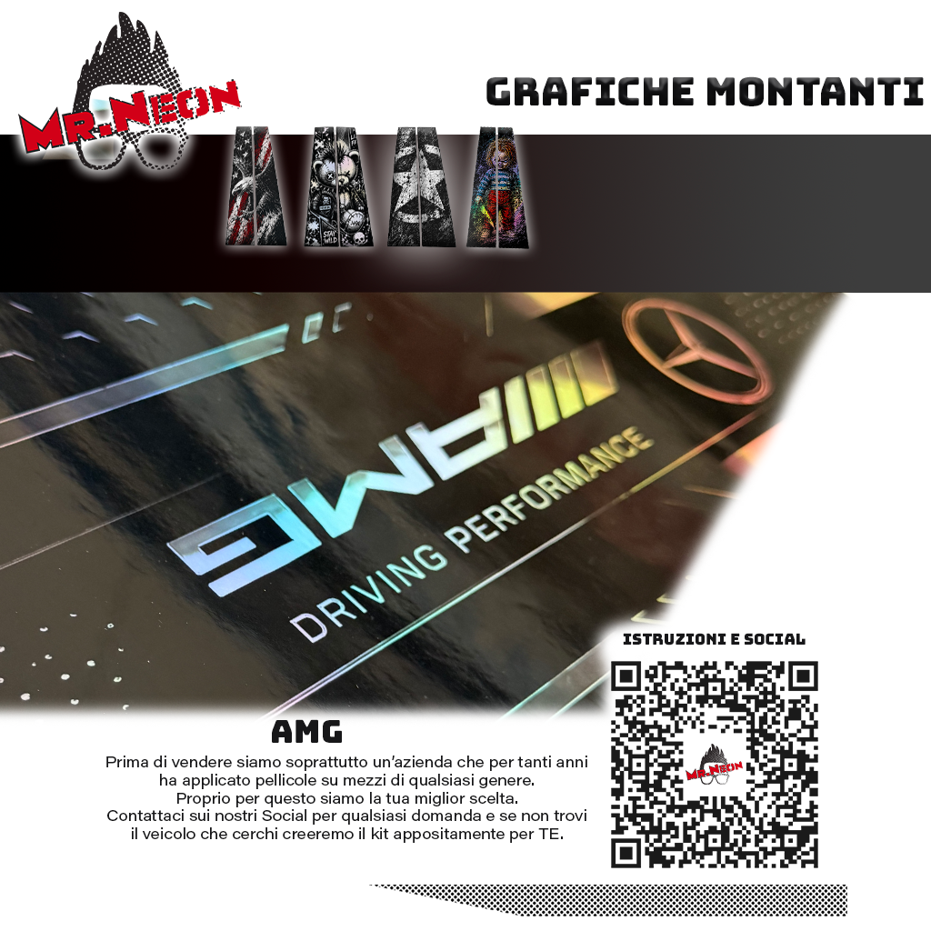 Kit Montanti Auto AMG Techline Holographic – Mercedes Performance Adesivi Grafici Laterali