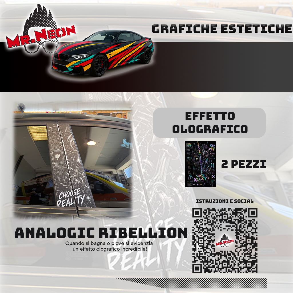 Kit Montanti Auto Grafica Analogic Rebellion – Adesivi Laterali Stile Tecnico Meccanico