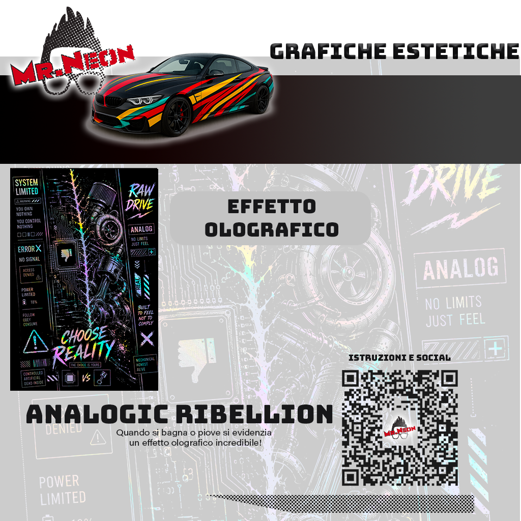 Kit Montanti Auto Grafica Analogic Rebellion – Adesivi Laterali Stile Tecnico Meccanico