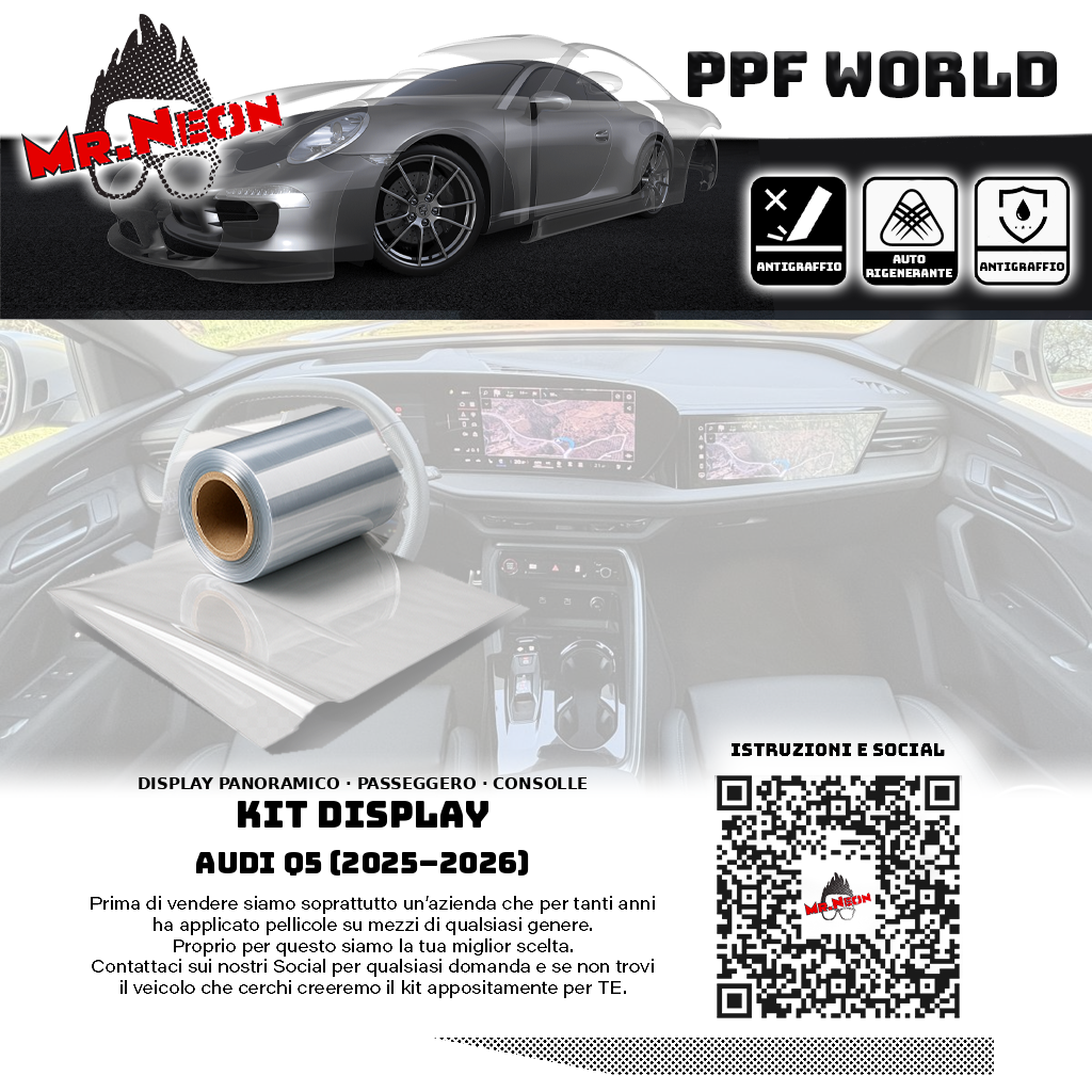 Pellicola PPF lucida o opaca per display e consolle Audi Q5 2025-2026