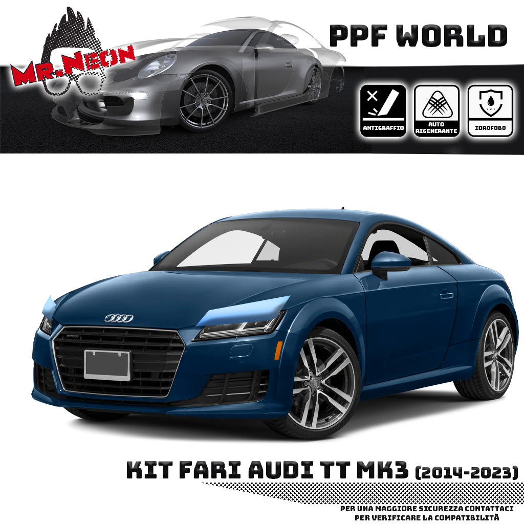 Kit Pellicola Protettiva Fari Audi TT MK3 (8S) 2014-2023 – PPF Trasparente o Fotocromatico Pretagliato