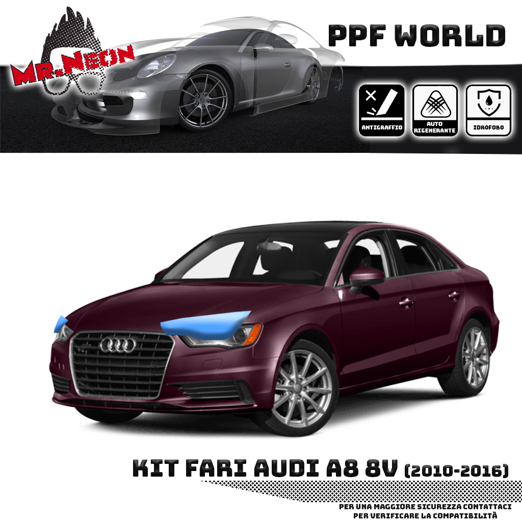 Kit Pellicola Protettiva Fari Audi A3 8V (2012–2016) – PPF Trasparente o Fotocromatico Pretagliato