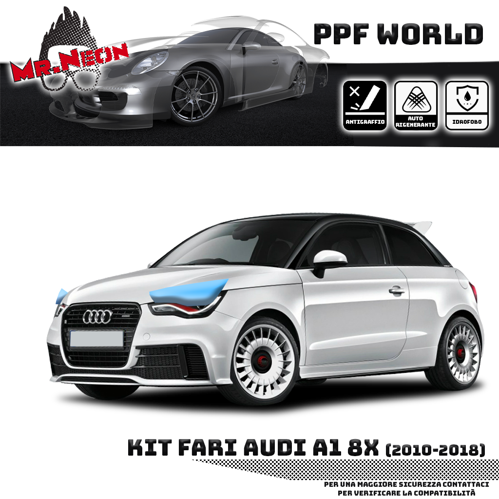 Kit Pellicola Protettiva Fari Audi A1 8X (2010–2018) – PPF Trasparente o Fotocromatico Pretagliato