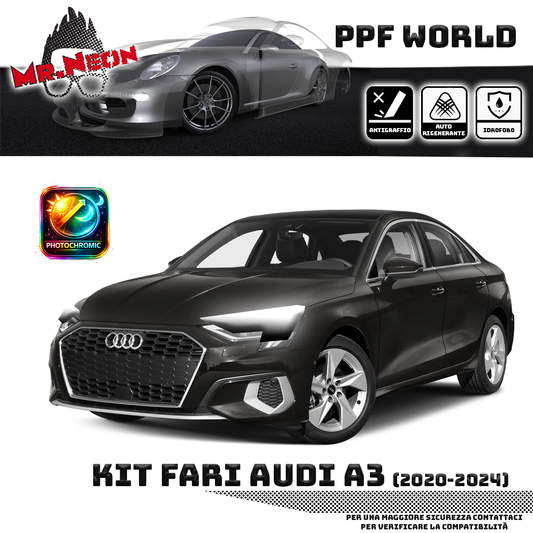 Kit Pellicola Protettiva Fari Audi A3 8Y (2020–2026) – PPF Trasparente o Fotocromatico Pretagliato