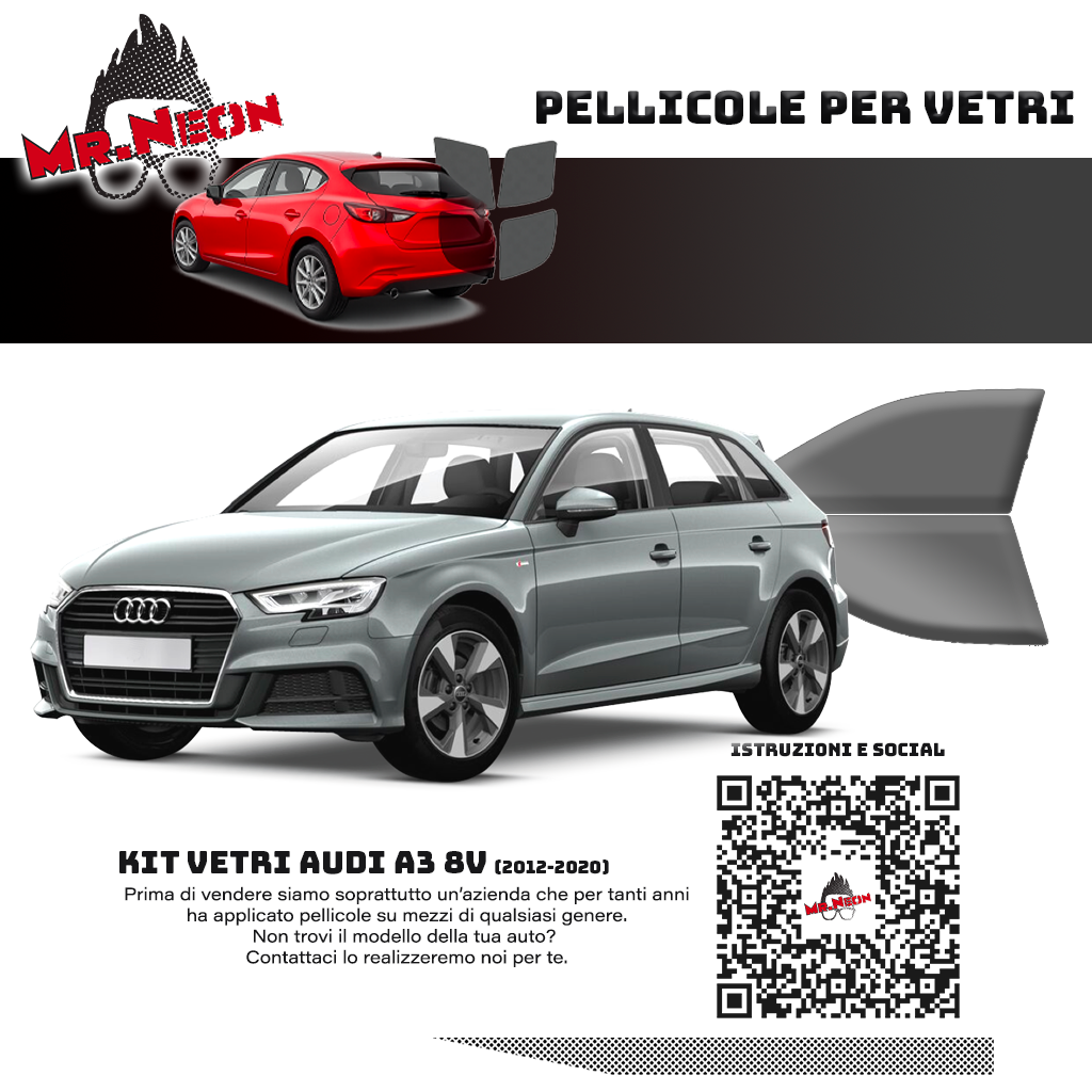 Kit Oscuramento Vetri Anteriori Audi A3 8V 2012-2020 – TPU Pretagliato