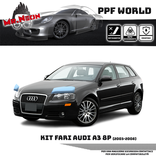 Kit Pellicola Protettiva Fari Audi A3 8P 2003-2008 – PPF Trasparente o Fotocromatico Pretagliato