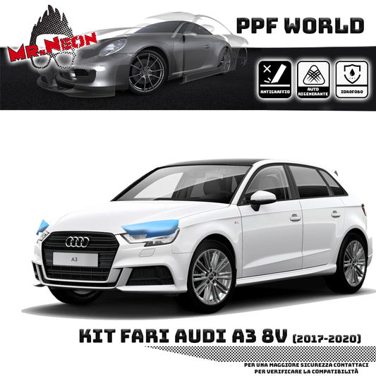 Kit Pellicola Protettiva Fari Audi A3 8V (2016–2020) – PPF Trasparente o Fotocromatico Pretagliato