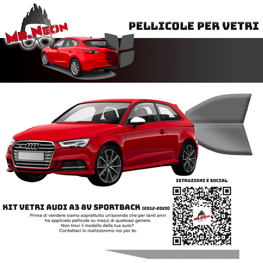 Kit Pellicole Oscuramento Vetri Anteriori Audi A3 8V 2012-2020 – Pretagliati