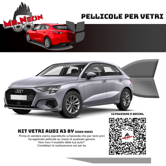 Kit Oscuramento Vetri Anteriori Audi A3 8Y 2020-2026 – TPU Pretagliato