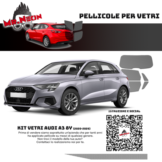 Kit Oscuramento Vetri Posteriori Audi A3 8Y 2020-2026 – TPU Pretagliato