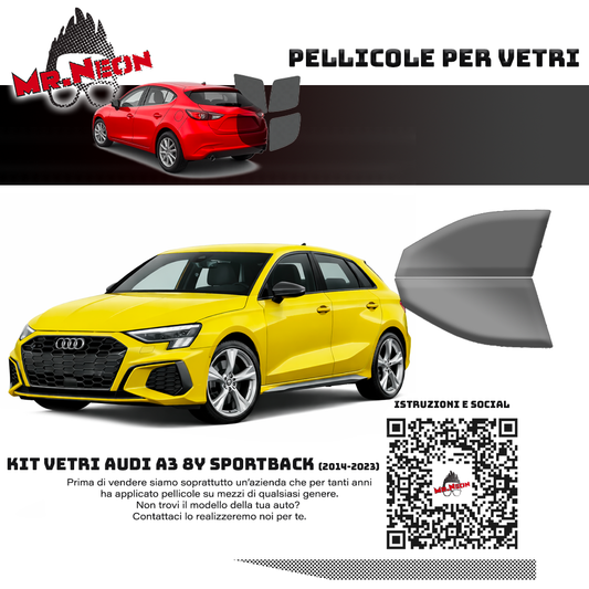 Kit Pellicole Oscuramento Vetri Anteriori Audi A3 8Y 2020-2026 – Pretagliati