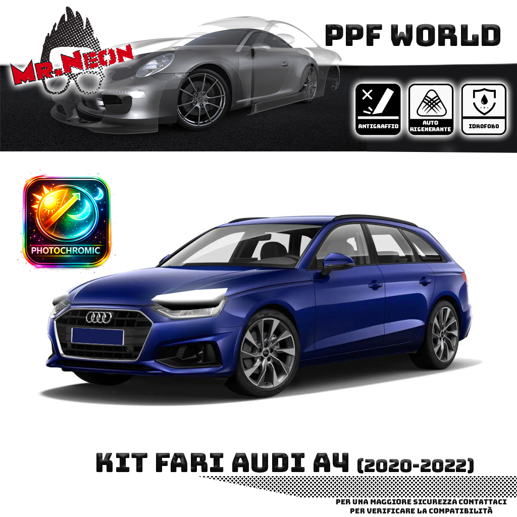 Kit PPF Fari Anteriori compatibile con Audi A4 (2019–2022) – Pellicola Protettiva Pretagliata